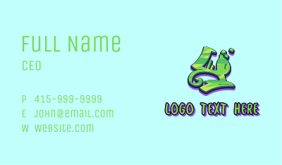 Green Graffiti Art Number 4 Business Card Image Preview