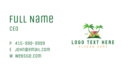 Tropical Palm Tree Drink Business Card Image Preview