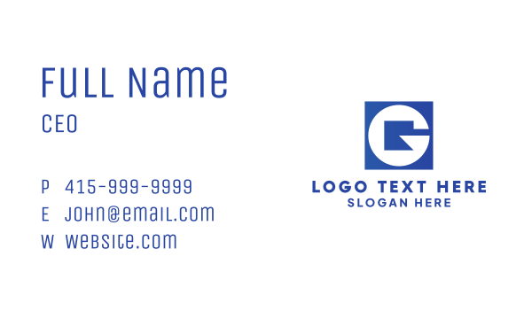 Blue Square G Business Card Design Image Preview