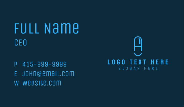 Blue Capsule Letter A Business Card Design Image Preview