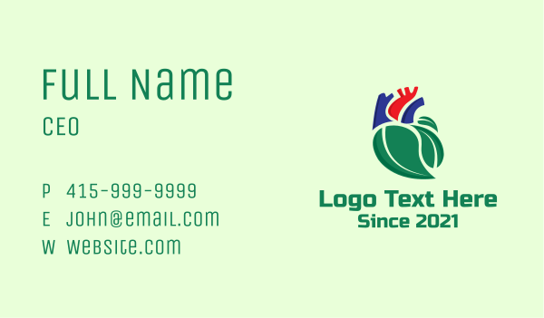 Organic Heart Leaf Business Card Design Image Preview