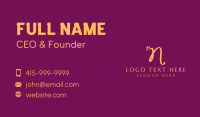 Gold Sparkle Letter N Business Card Design