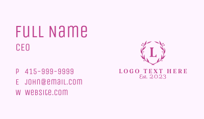 Pink Ornamental Wreath Business Card Image Preview