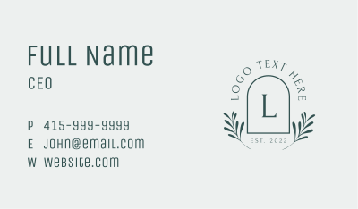 Elegant Arch Leaves Letter Business Card Image Preview