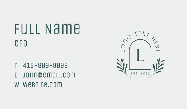 Elegant Arch Leaves Letter Business Card Design Image Preview