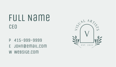 Elegant Arch Leaves Letter Business Card Image Preview