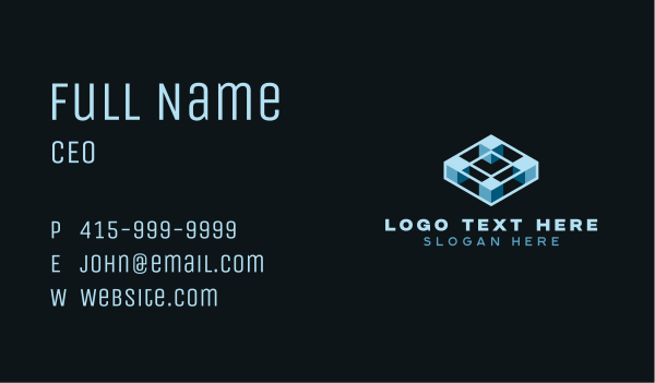 Cyber Artificial Intelligence Cube Business Card Design Image Preview