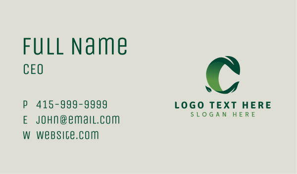 Natural Leaf Letter C Business Card Design Image Preview