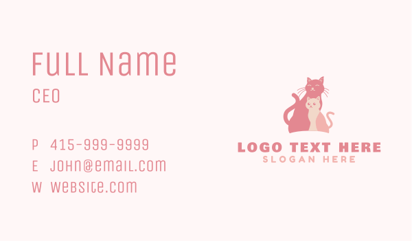 Pink Cat & Kitten Pet Business Card Design Image Preview