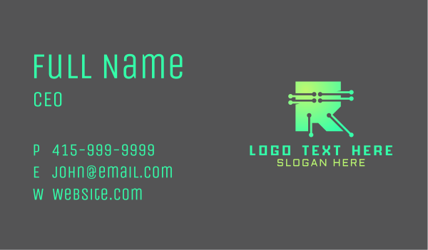 Tech Circuitry Letter R Business Card Design Image Preview