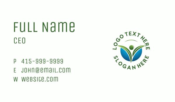 Organic Abstract Eco Leaf  Business Card Design Image Preview