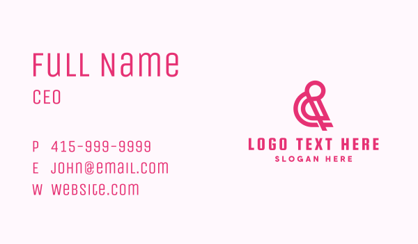 Pink Abstract Ampersand  Business Card Design Image Preview