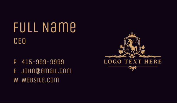 Luxury Crown Horse Stallion Business Card Design Image Preview