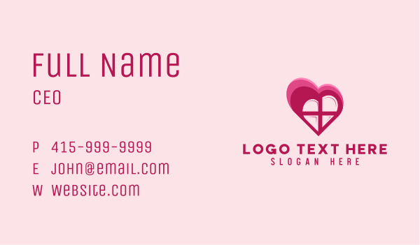 Romantic Heart Window Business Card Design Image Preview