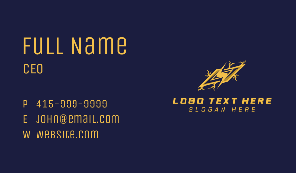 Energy Lightning Bolt Business Card Design Image Preview