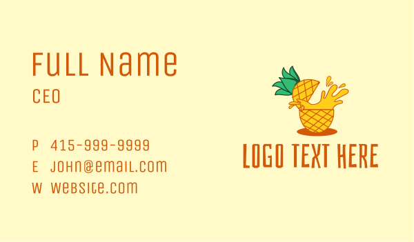 Pineapple Juice Drink Business Card Design Image Preview