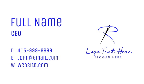 Stylish Fashion Tailor Letter R Business Card Design Image Preview