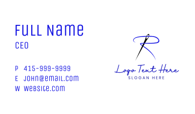 Stylish Fashion Tailor Letter R Business Card Image Preview