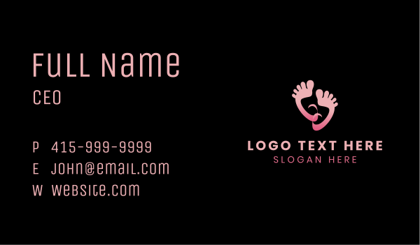 Happy Pink Feet Business Card Design Image Preview