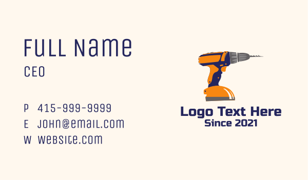 Construction Power Drill Business Card Design Image Preview