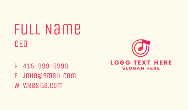 Pink Music Note Business Card Design Image Preview
