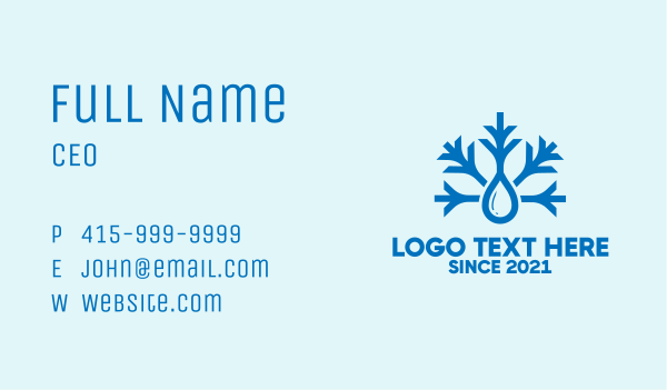 Blue Snowflake Drop  Business Card Design Image Preview