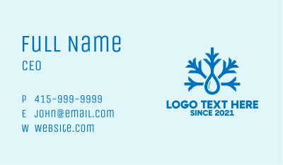 Blue Snowflake Drop  Business Card Image Preview