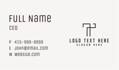 Industrial Construction Builder Letter T Business Card Image Preview