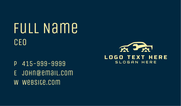 Yellow Cog Car Wrench Business Card Design Image Preview