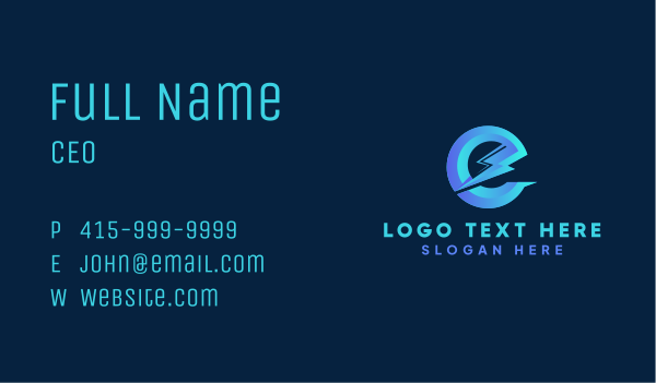 Lightning Volt Letter E Business Card Design Image Preview