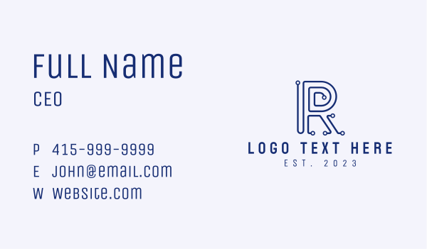 Digital Technology Letter R  Business Card Design Image Preview