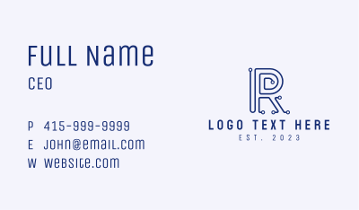 Digital Technology Letter R  Business Card Image Preview