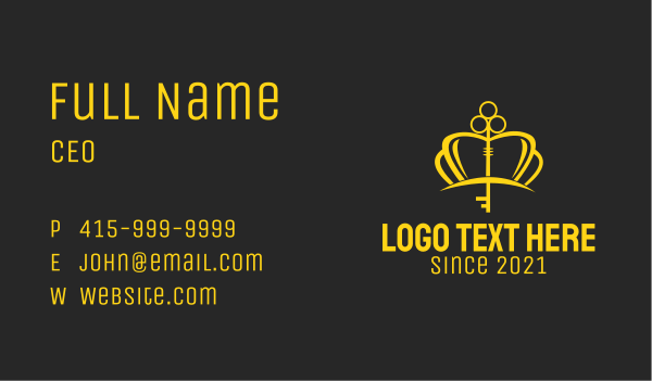 Gold Crown Key  Business Card Design Image Preview