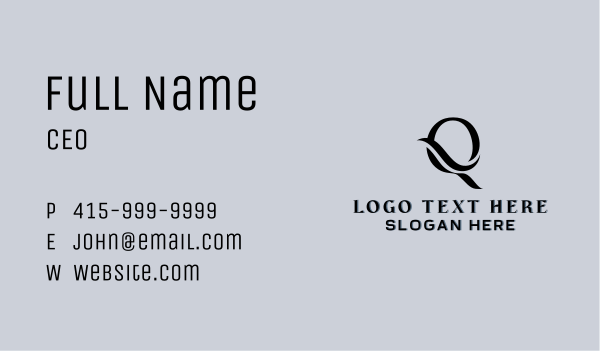Upscale Swoosh Boutique Letter Q Business Card Design Image Preview