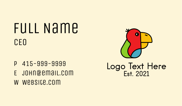 Colorful Parrot Head  Business Card Design Image Preview