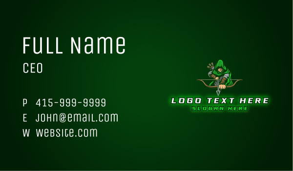 Hooded Archer Hunter Business Card Design Image Preview