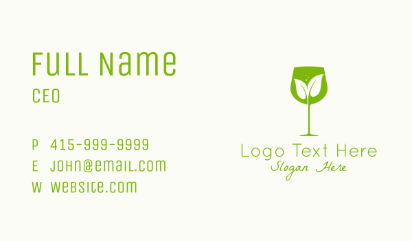 Leaf Wine Glass Business Card Design Image Preview