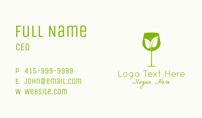 Leaf Wine Glass Business Card Image Preview
