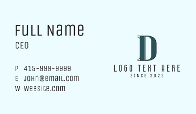 Classy Retro Letter D Business Card Image Preview