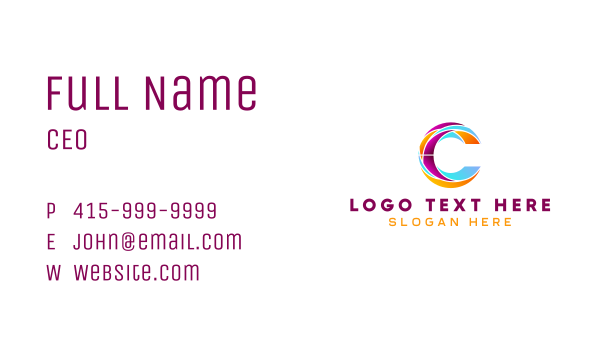 Colorful Multimedia Letter C Business Card Design Image Preview