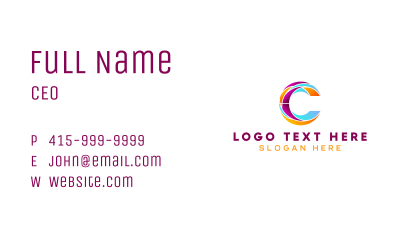 Colorful Multimedia Letter C Business Card Image Preview