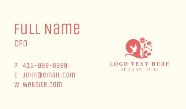 Floral Woman Hair Business Card Design Image Preview