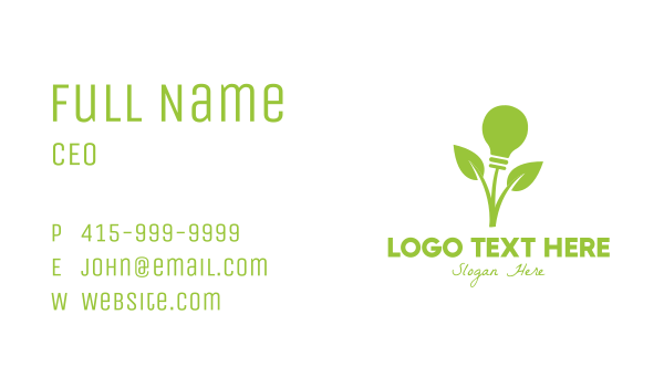 Green Leaf Bulb Business Card Design Image Preview