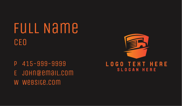 Logistics Truck Shield Business Card Design Image Preview