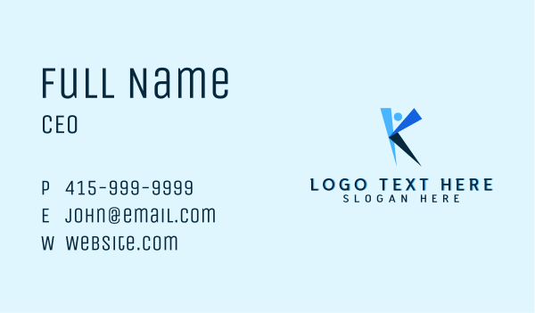Blue Fold Letter K Business Card Design Image Preview