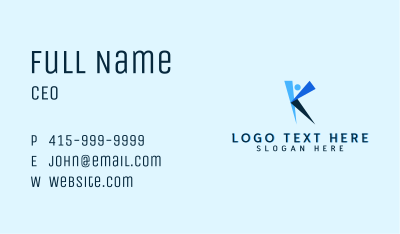 Blue Fold Letter K Business Card Image Preview