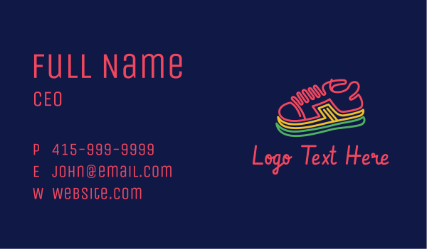Minimalist Neon Sneakers  Business Card Design Image Preview