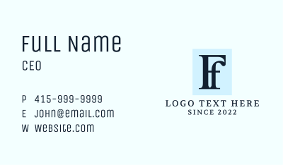 Corporate Letter F Business Card