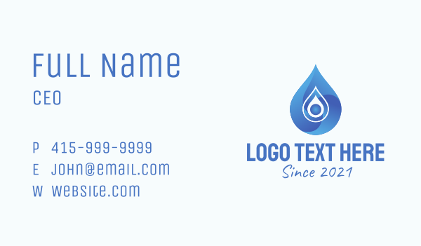Blue Gradient Droplet  Business Card Design Image Preview