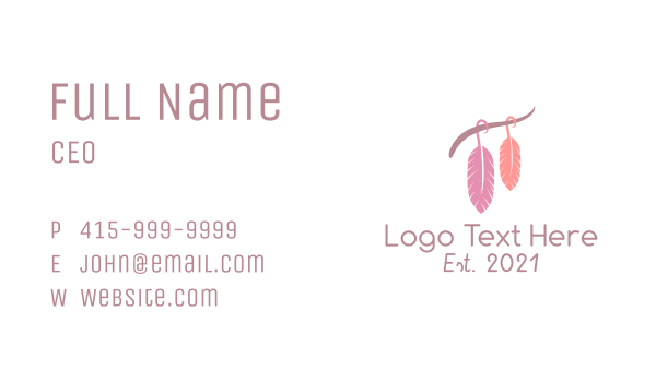 Macrame Hanging Feather  Business Card Design Image Preview